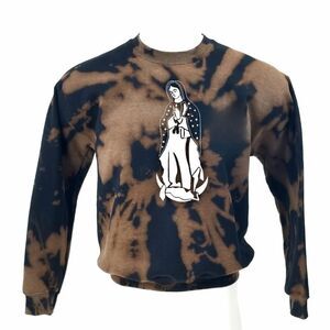LA VIRGEN DE GUADALUPE Acid Washed Pullover Crewneck Sweatshirt latino latina